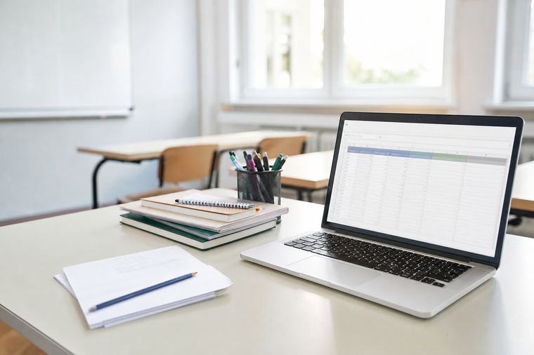 Uomo seduto alla scrivania che lavora al computer in un ufficio luminoso